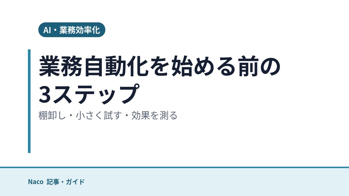 業務自動化を始める前の3ステップ: 棚卸し・小さく試す・効果を測る